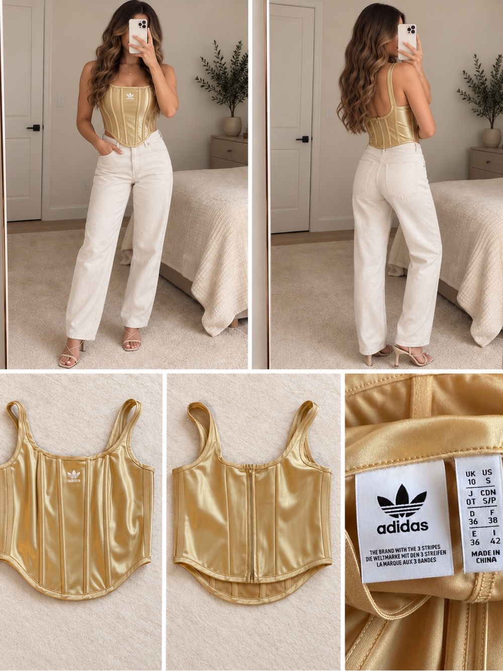 adidas Gold Satin Corset Tank - Women's
